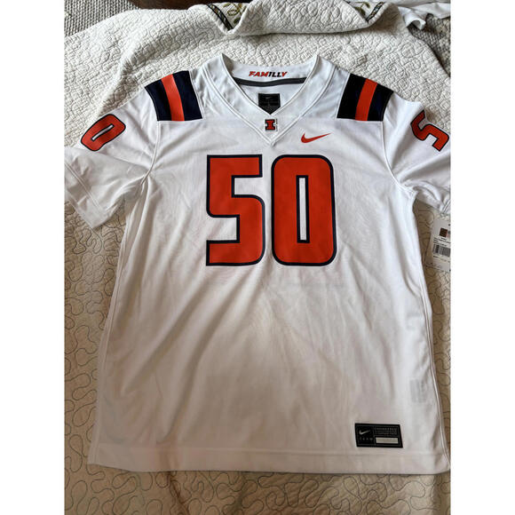 Nike Illinois Fighting Illini #50 White Football Jersey Mens Size Large - Picture 1 of 9